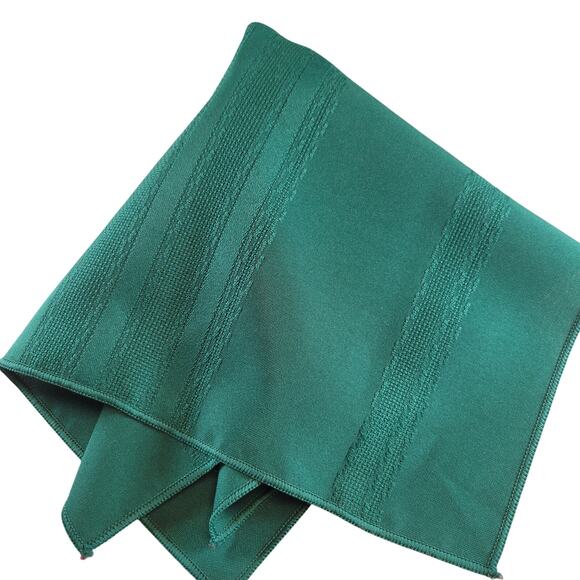Set of 8 Dark Green Cloth Napkins 17"x17" Solid Stripe Damask Polyester Blend - Picture 6 of 8